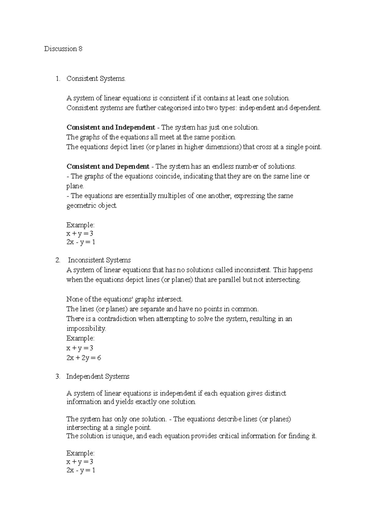 Discussion 8: Consistent and Inconsistent Linear Systems Explained ...