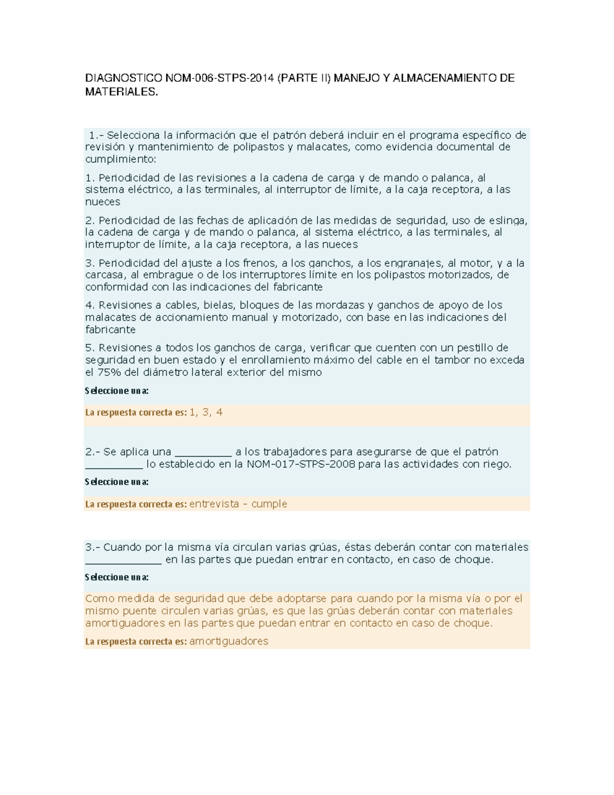 Diagnóstico NOM-006-STPS-2014: Manejo y Almacenamiento de Materiales ...