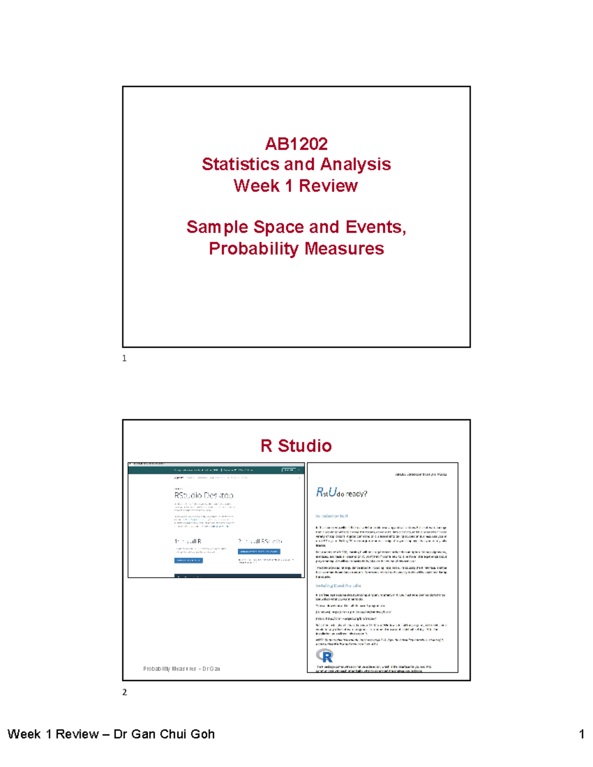 Wk 1 - Tutorial 1 Notes on Probability Measures in Statistics - Studocu