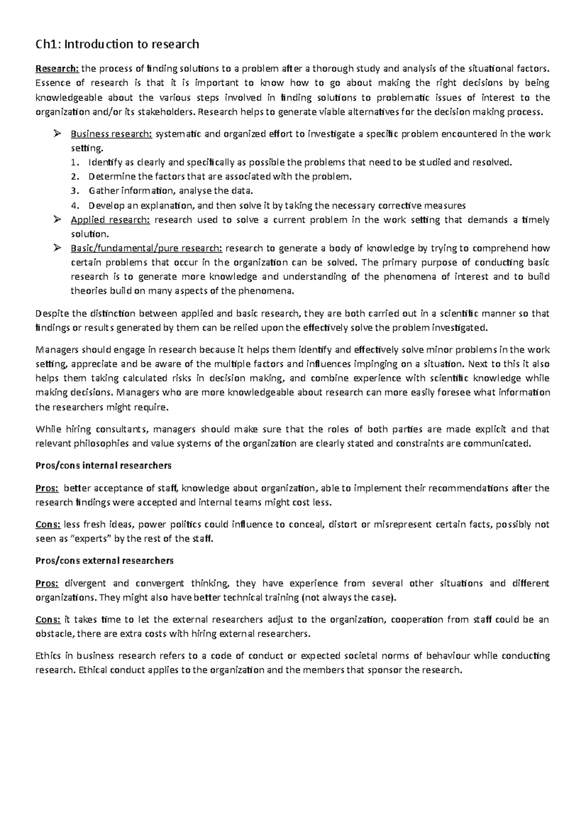Applied Research 1 Summary: Key Concepts & Methodologies - Studeersnel