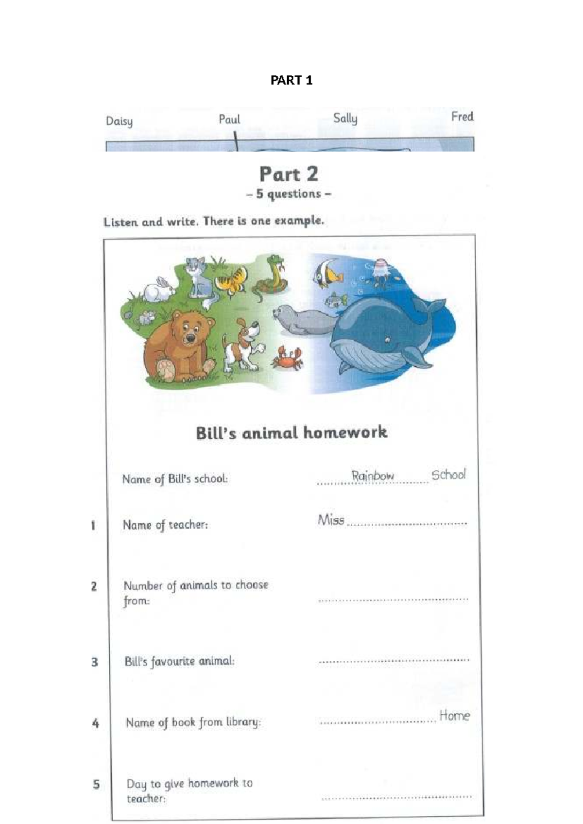 Movers 3 Test 2: Listening & Writing Activities - Studocu