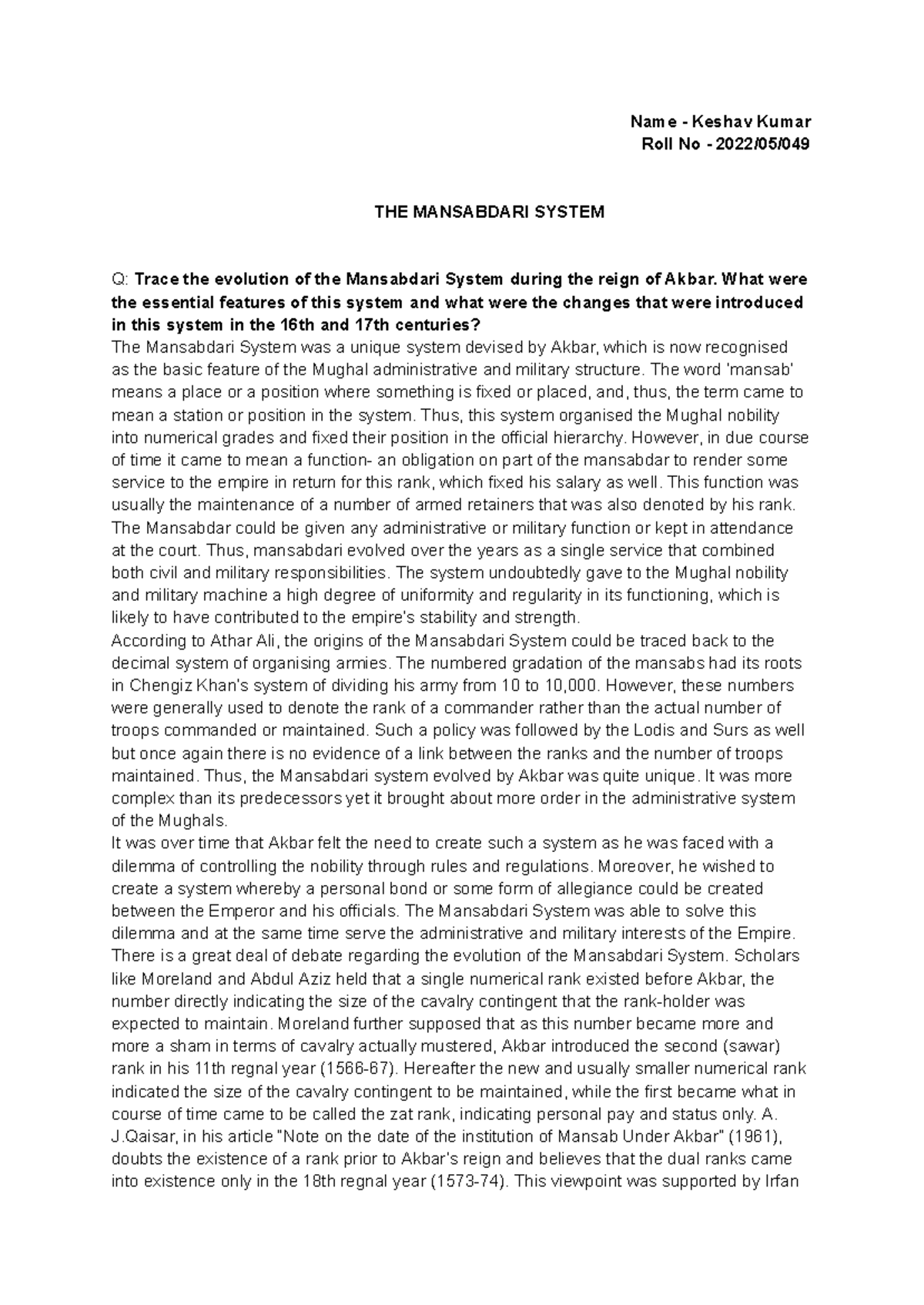 MUG-20241130-WA0004 - Evolution of the Mansabdari System Under Akbar ...
