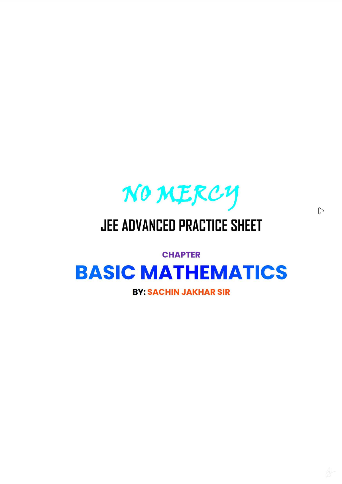 NO MERCY JEE ADVANCED PRACTICE SHEET: BASIC MATH QUESTIONS - Studocu