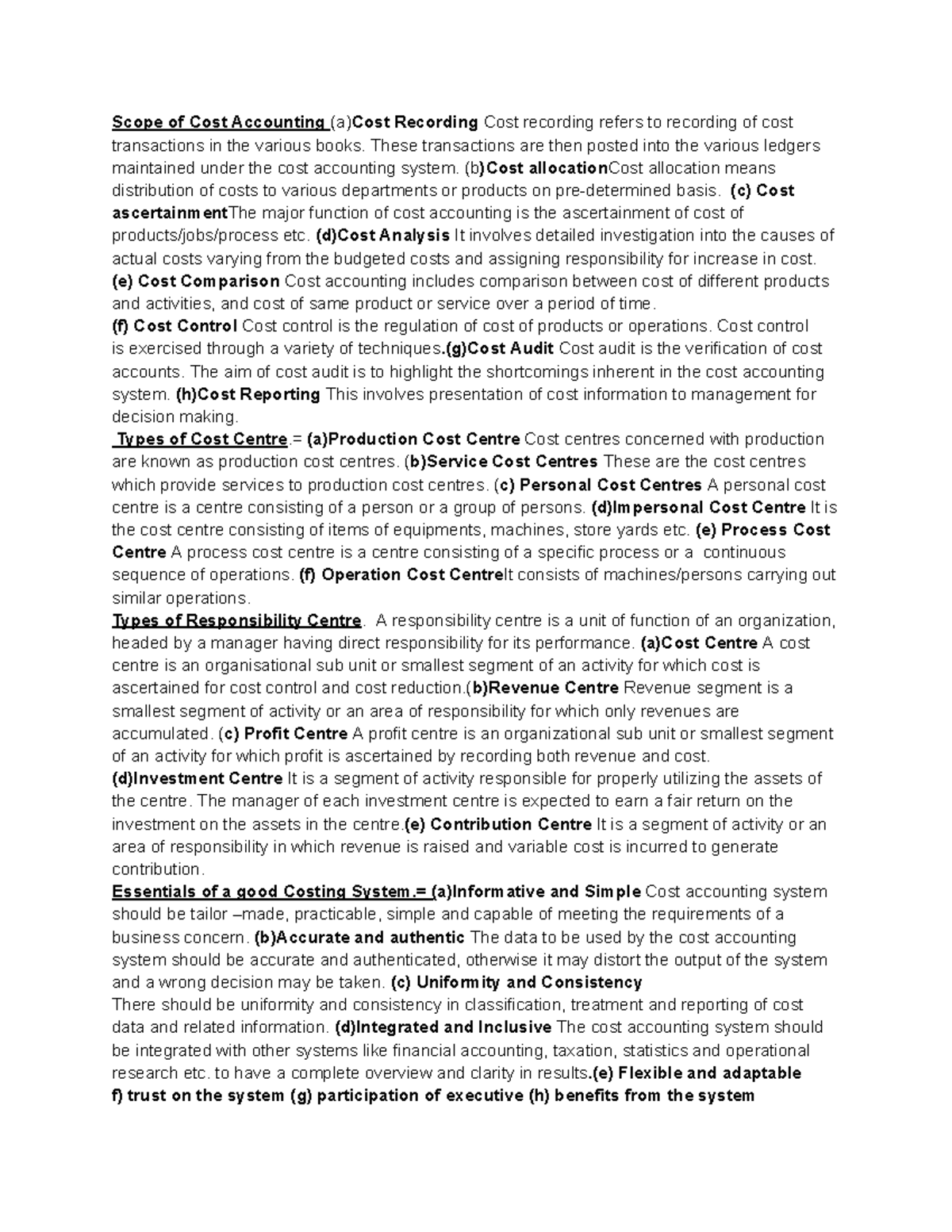 Cost Accounting Overview: Key Concepts and Essentials - Studocu