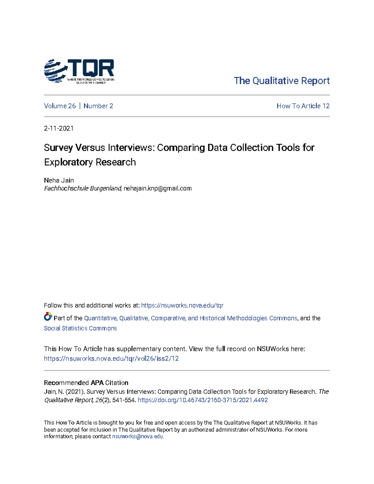 Comparative Analysis of Surv. vs. Interviews in Data Collection Tools ...