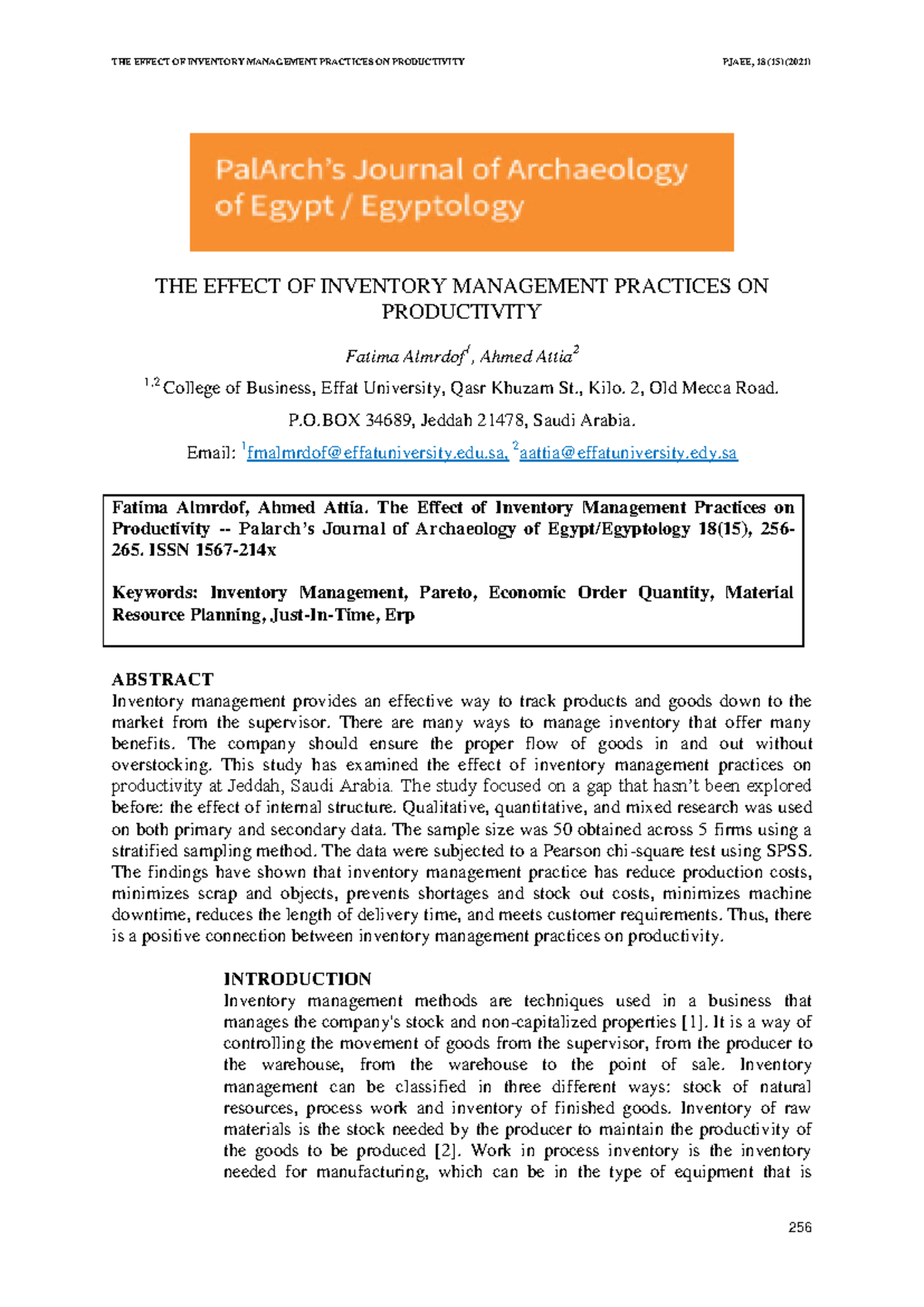 8332-Impact of Inventory Management on Productivity: A Study - Studocu