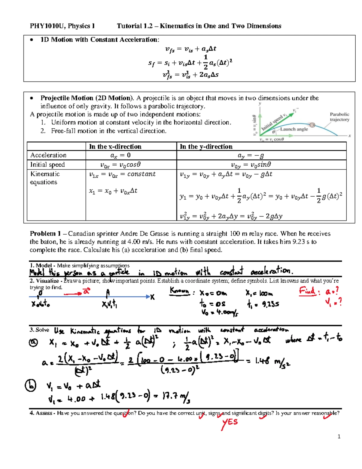 PHY1010U Final Exam Tutorial 2: Circular Motion Concepts and Problems ...