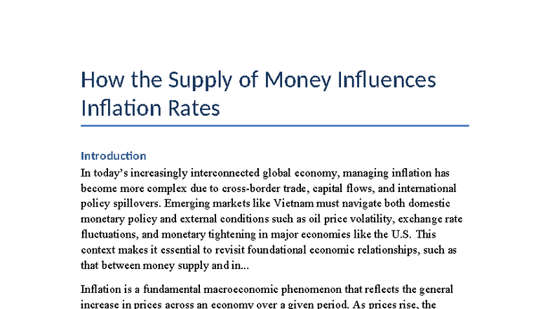 Macro Essay: The Impact of Money Supply on Inflation Rates - Studocu