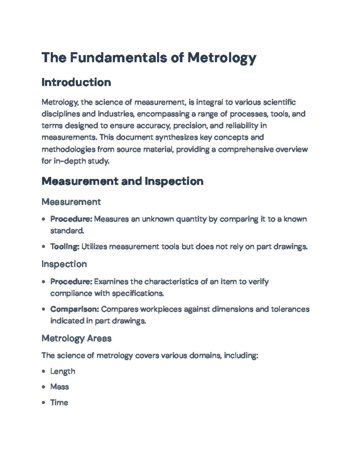 Fundamentals of Metrology Overview: Key Concepts and Methodologies ...