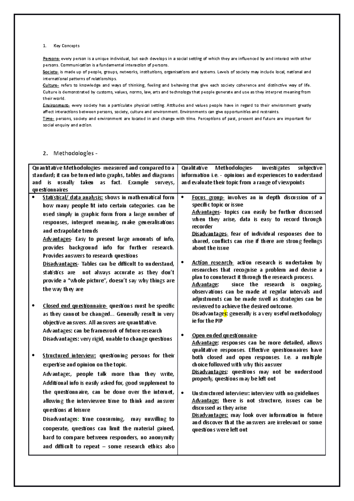 Society Culture Notes - Social Continuity and Change - Key Concepts ...