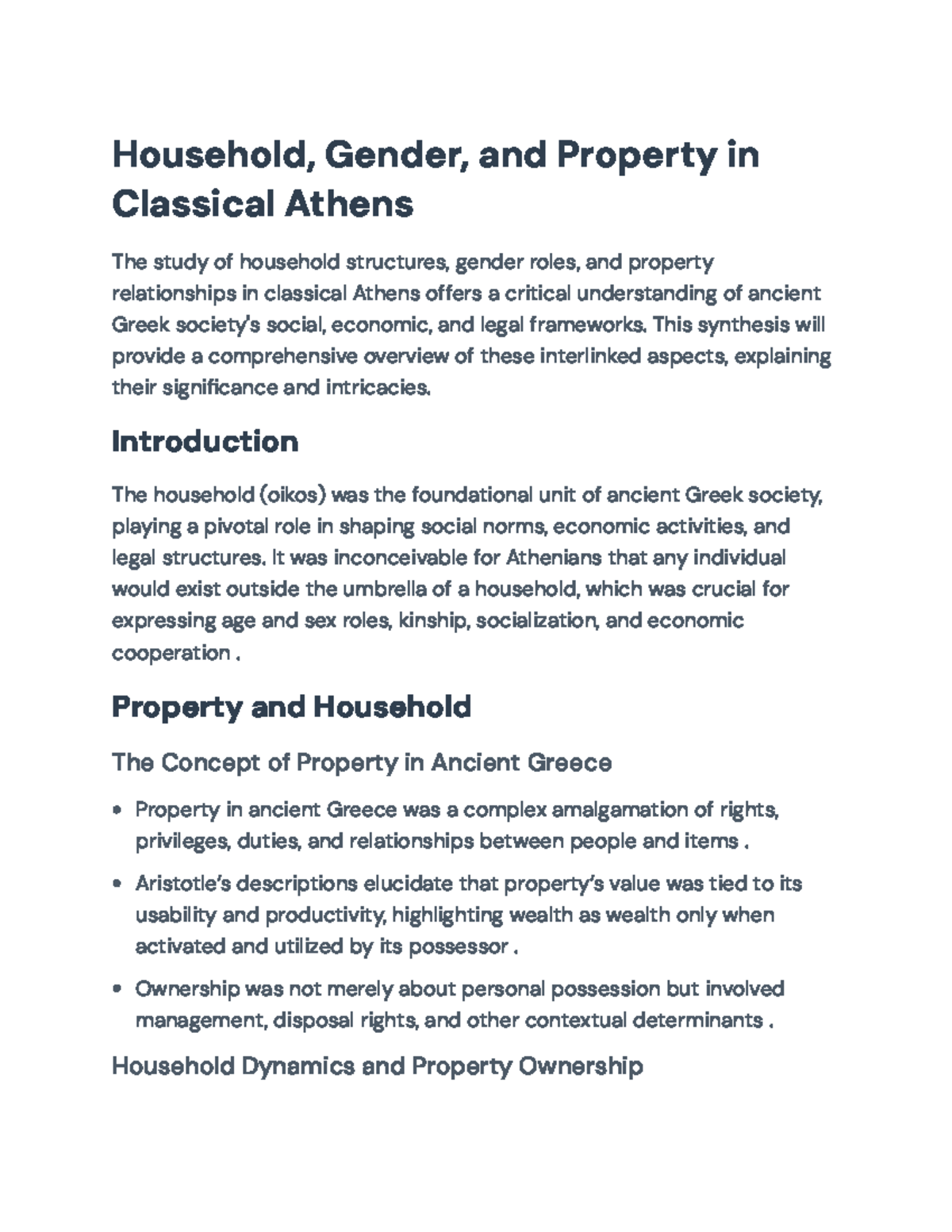Exploring Household, Gender, and Property in Classical Athens ...