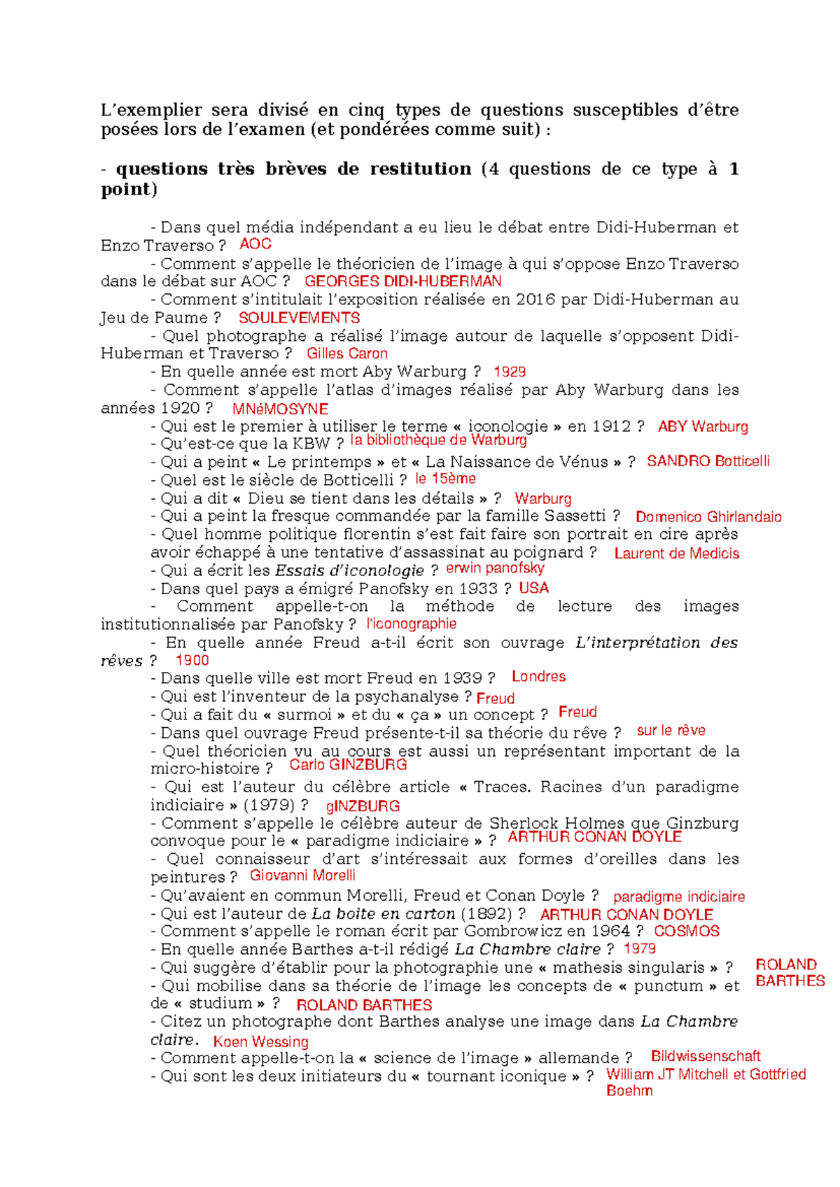 Exemplier questions examen 2023-24 - L’exemplier sera divisé en cinq ...
