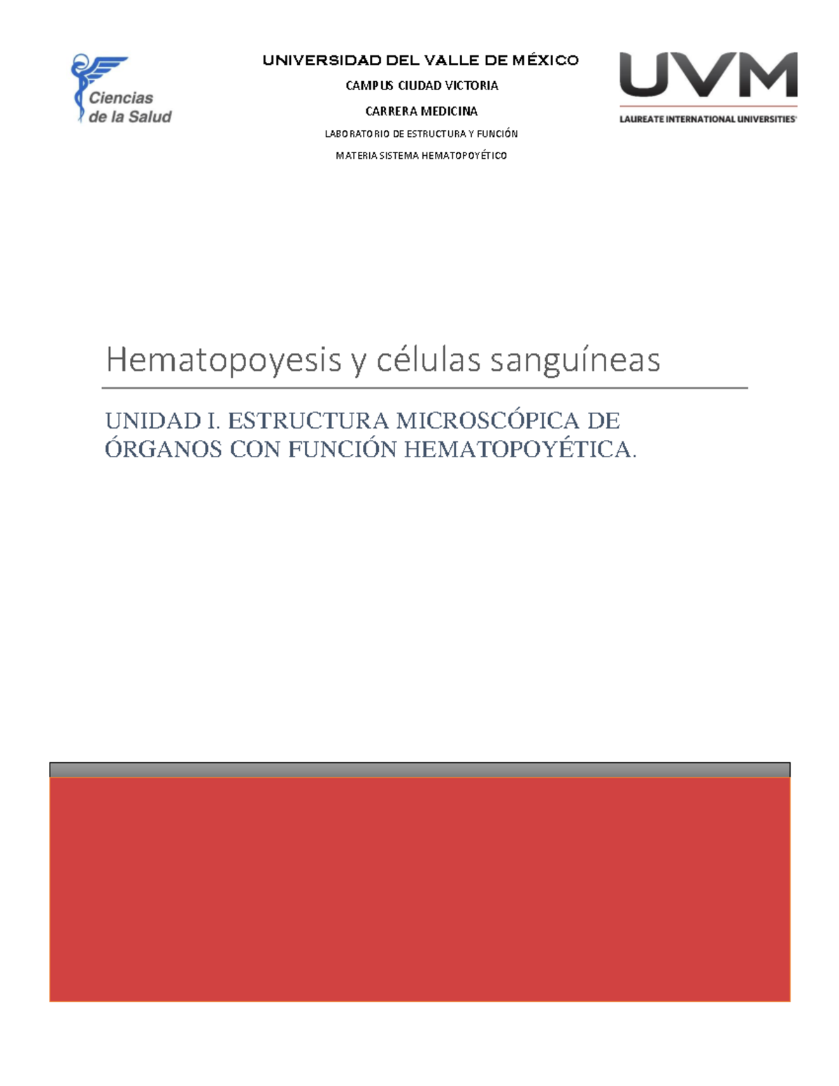 Práctica de Laboratorio: Hematopoyesis y Células Sanguíneas - Medicina 2° A - Document Preview