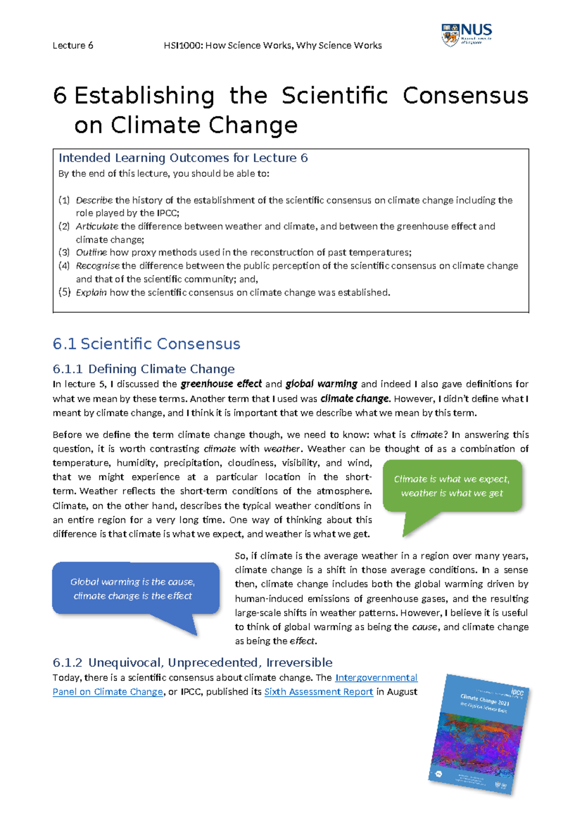 L06 Lecture Notes: Understanding Scientific Consensus on Climate Change ...