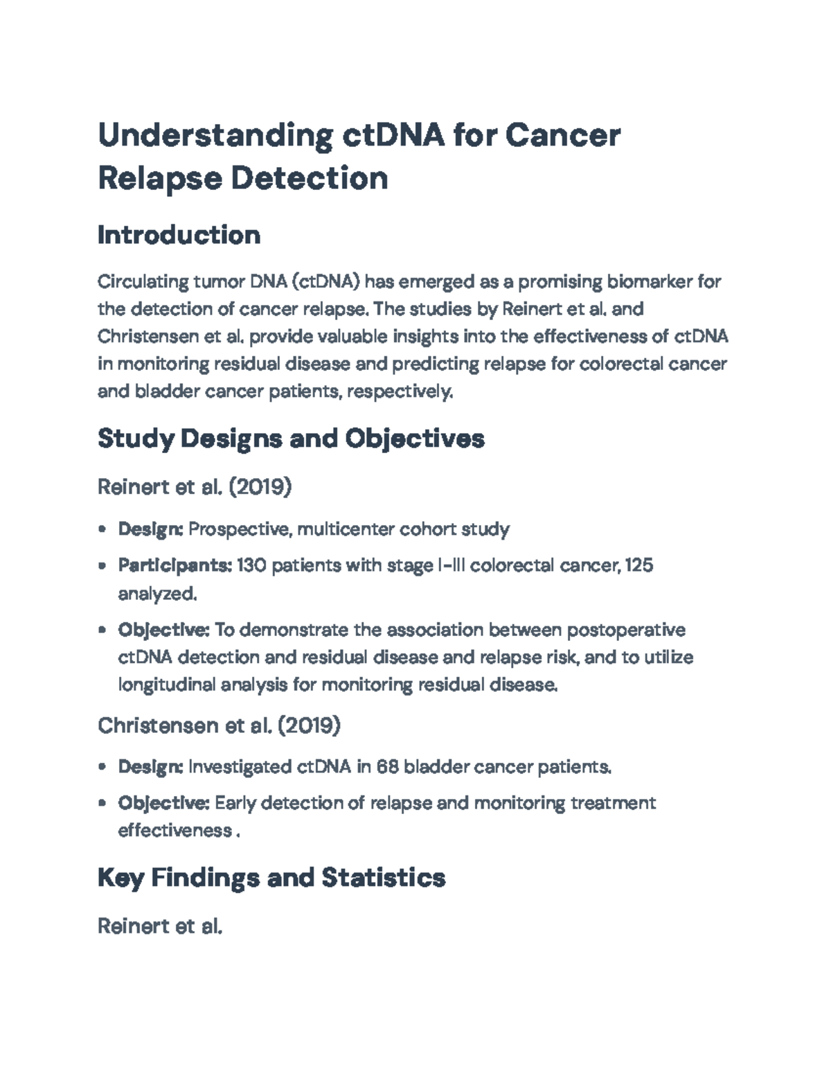 ctDNA as a Biomarker for Early Cancer Relapse Detection: Insights from ...