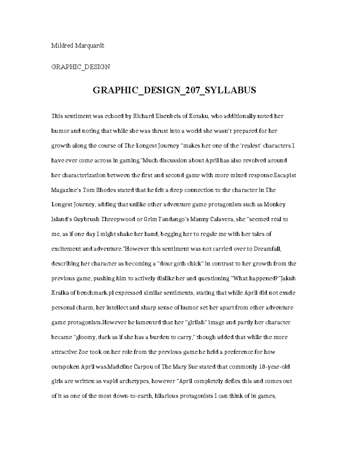 Graphic Design 207 Course Syllabus Overview and Discussion - Studocu