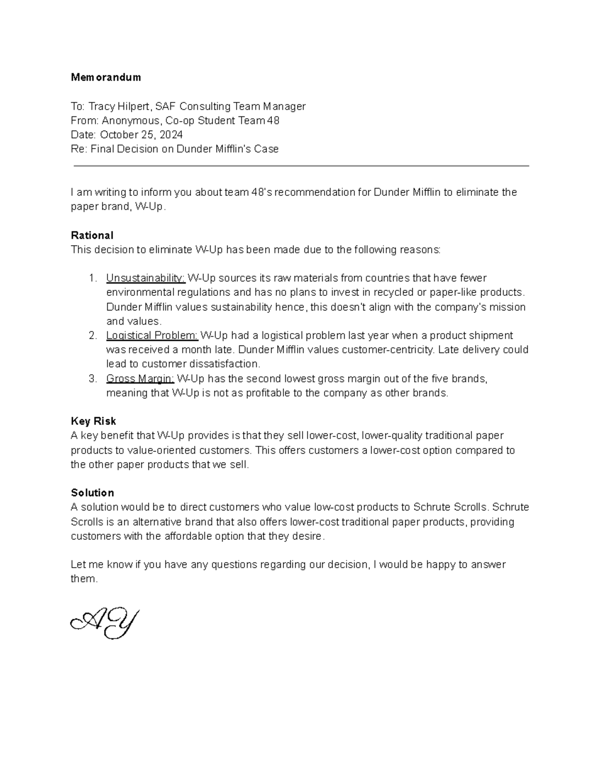 MEMO Writing AFM 111 - good - Memorandum To: Tracy Hilpert, SAF ...