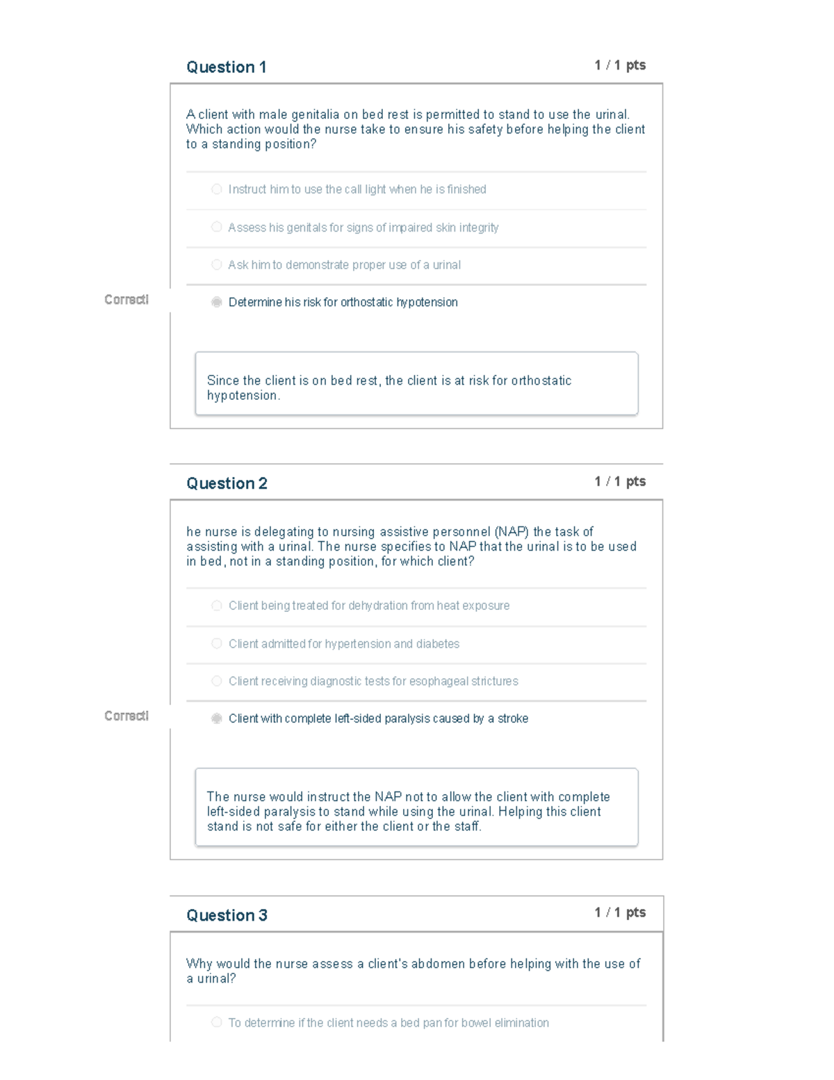 Assisting with a Urinal Quiz BSN206 Foundation - Question 1 1 / 1 pts A ...