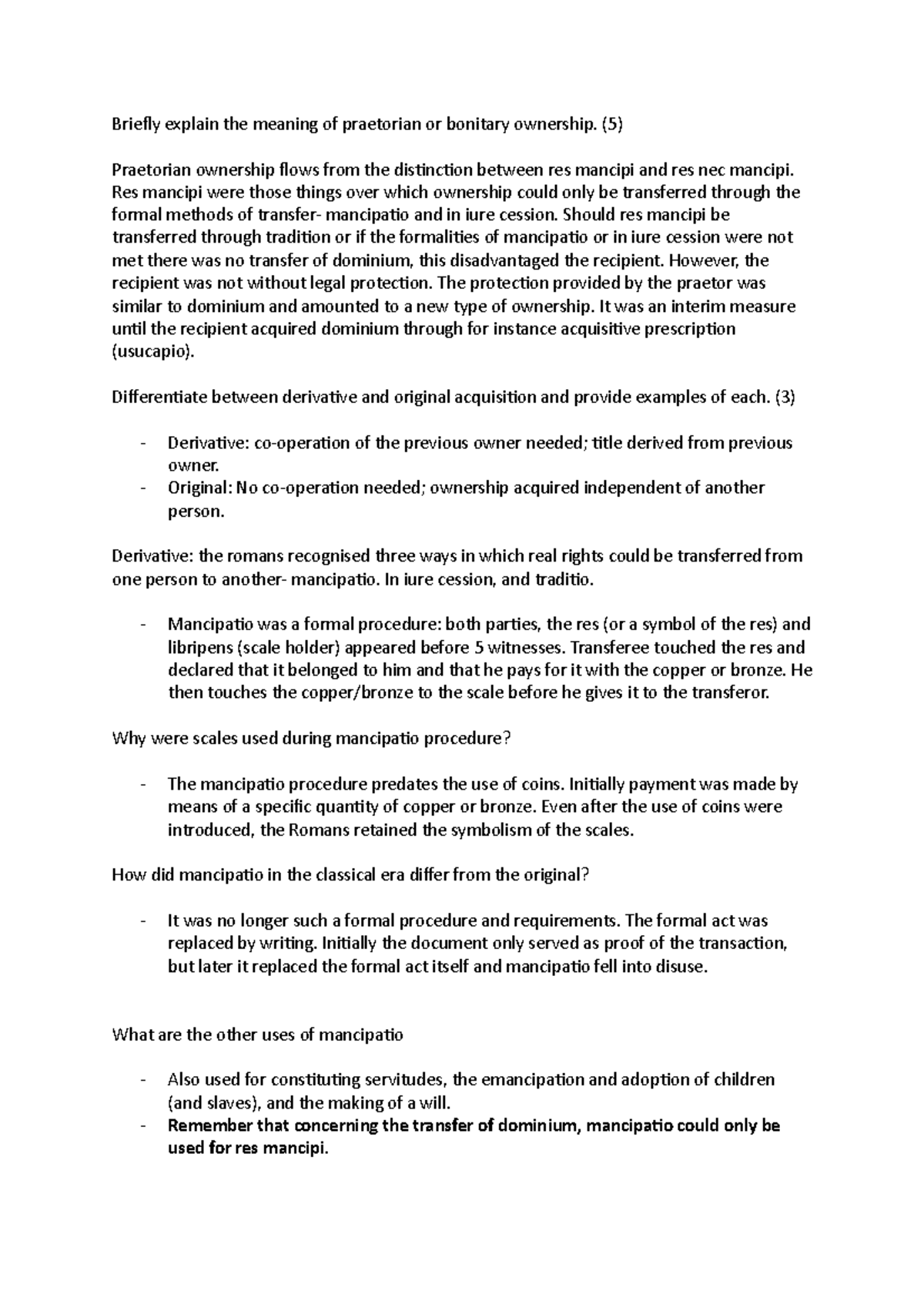 Roman Law Past Paper Questions - March Exam Insights and Analysis - Studocu