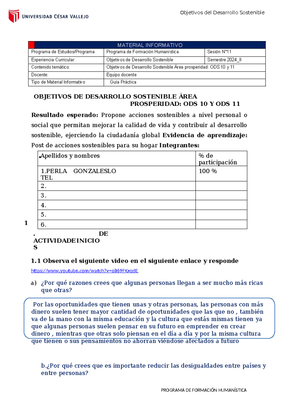 Guía Práctica ODS 10 y 11: Reducción de Desigualdades 2024_II - Studocu