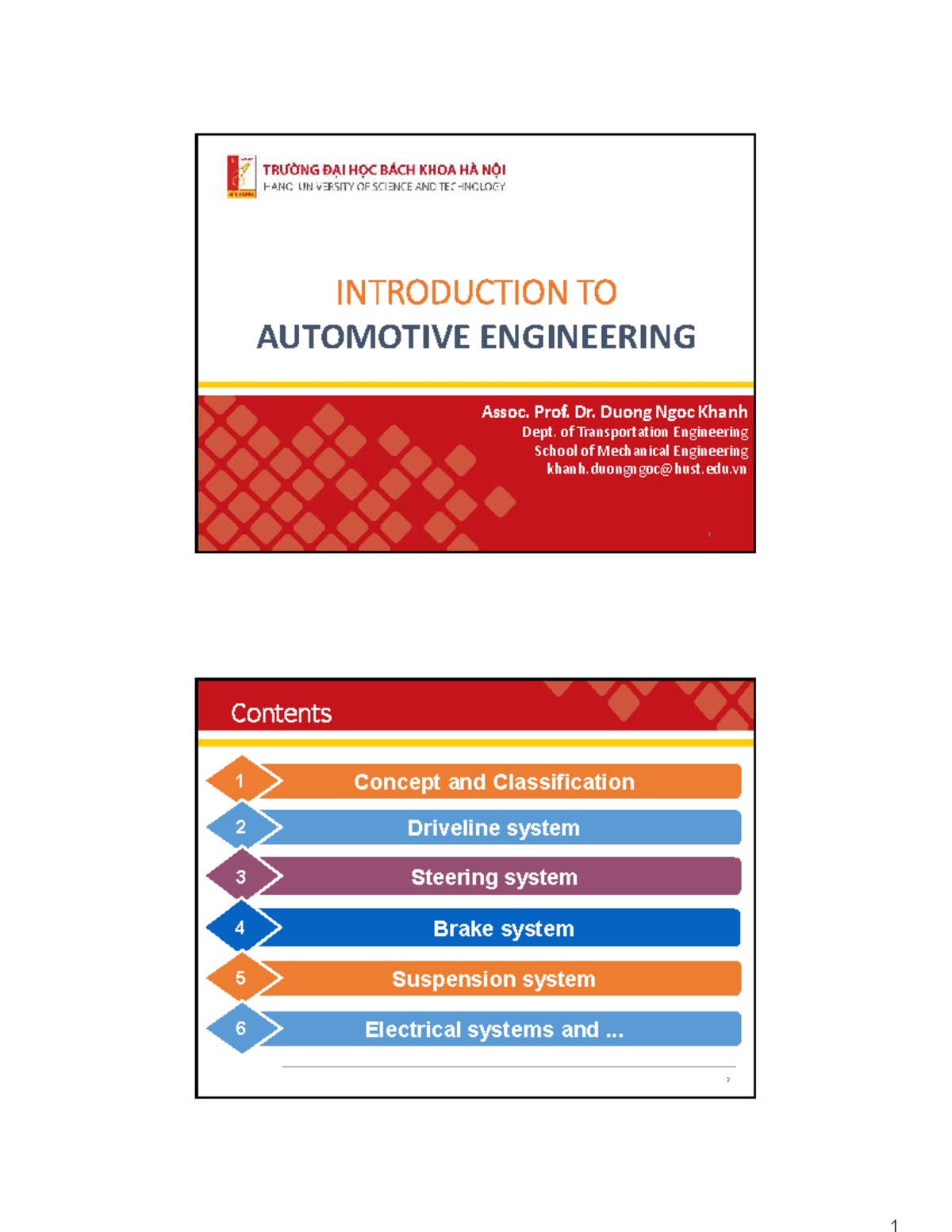 Introduction to Automotive Engineering Handout (ENGR 101) - Studocu