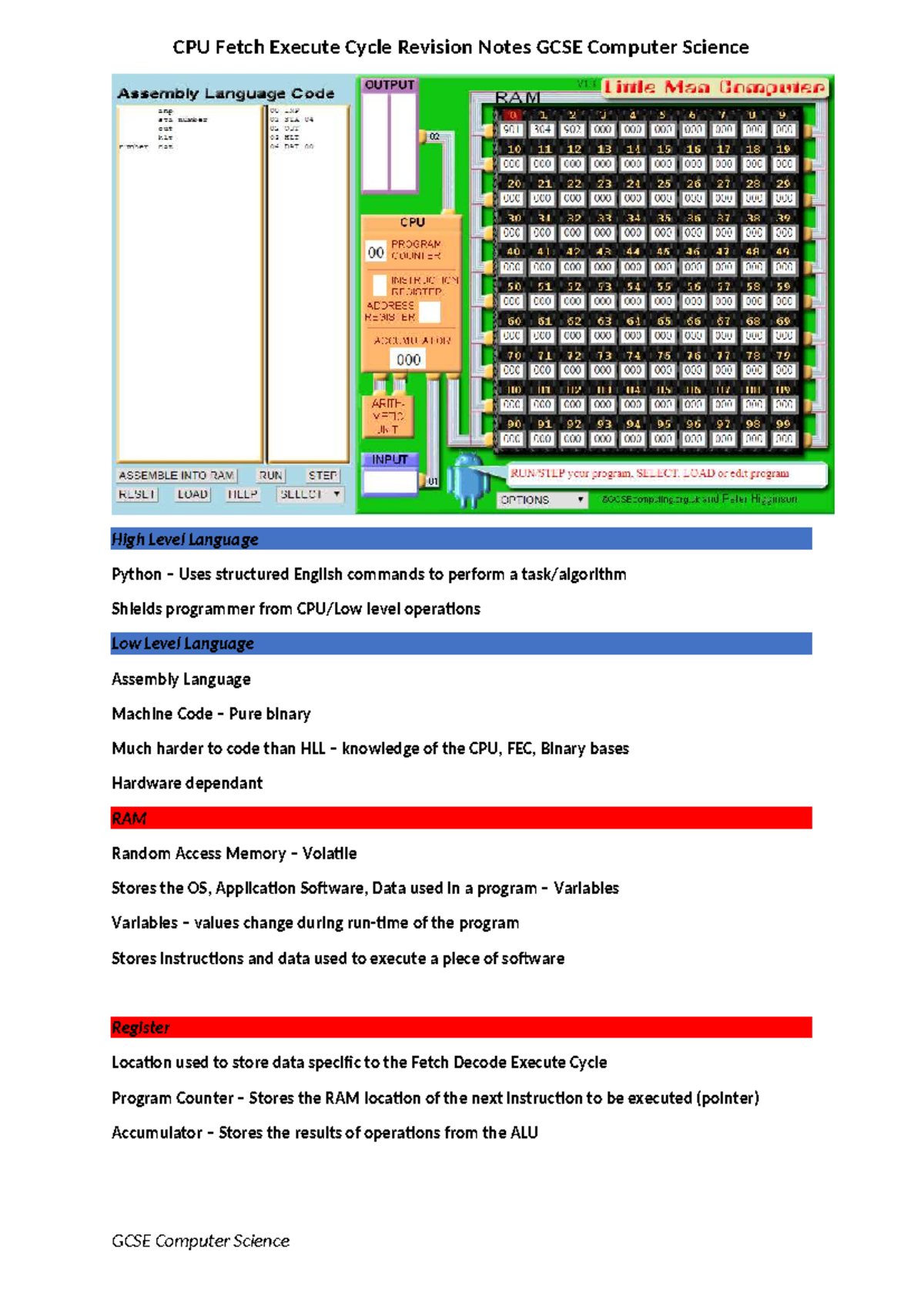 FDE Cycle Revision Notes - GCSE Computer Science - Studocu