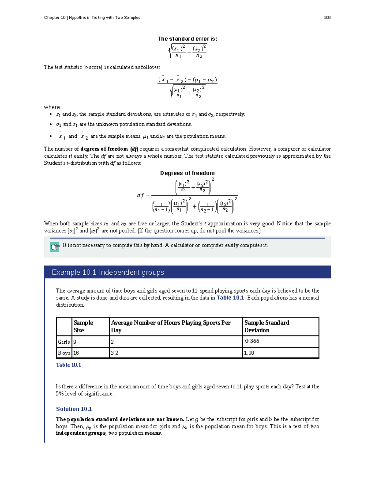 Chapter 10: Hypothesis Testing with Two Samples - Introductory ...