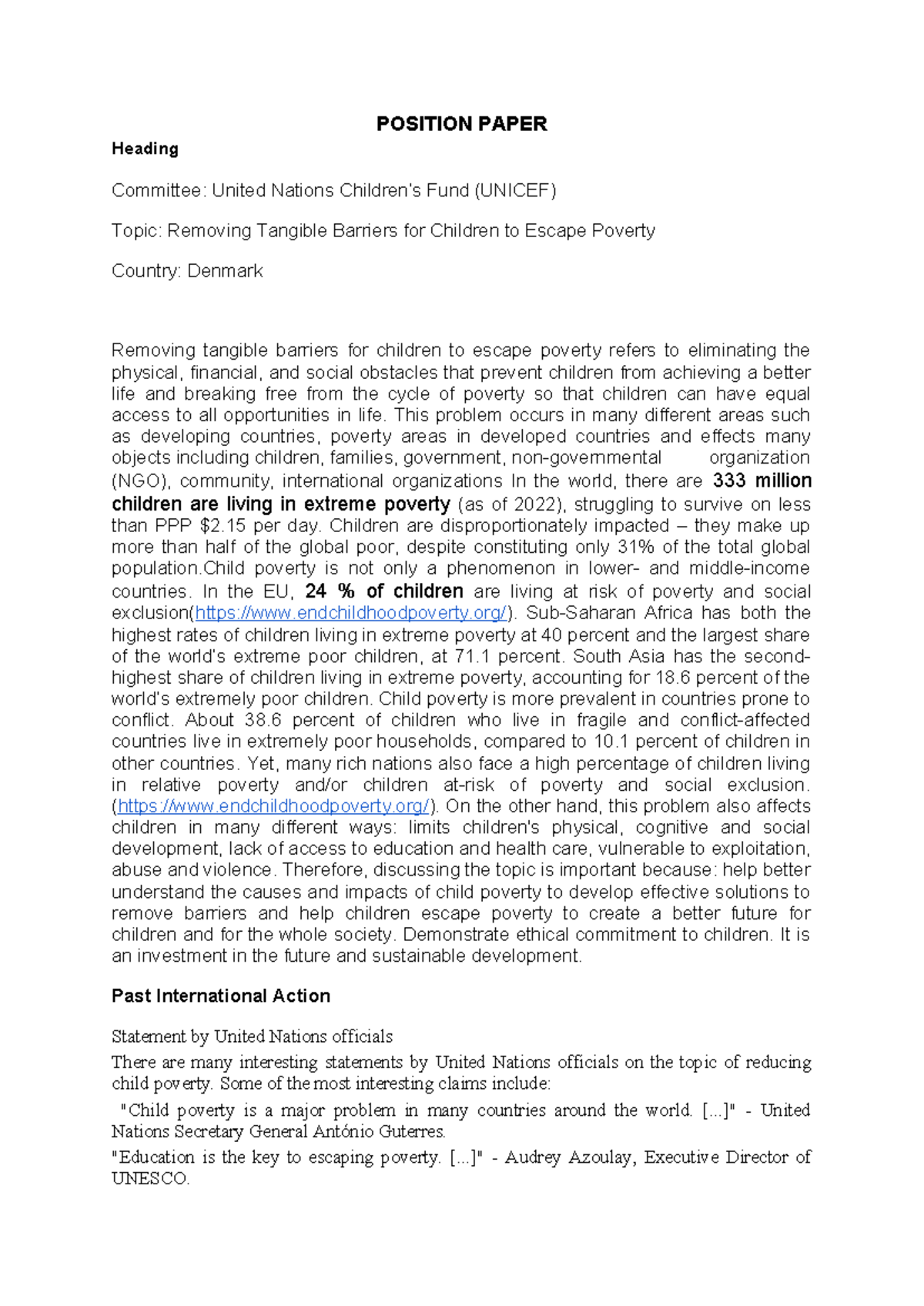 Position Paper - note - POSITION PAPER Heading Committee: United ...
