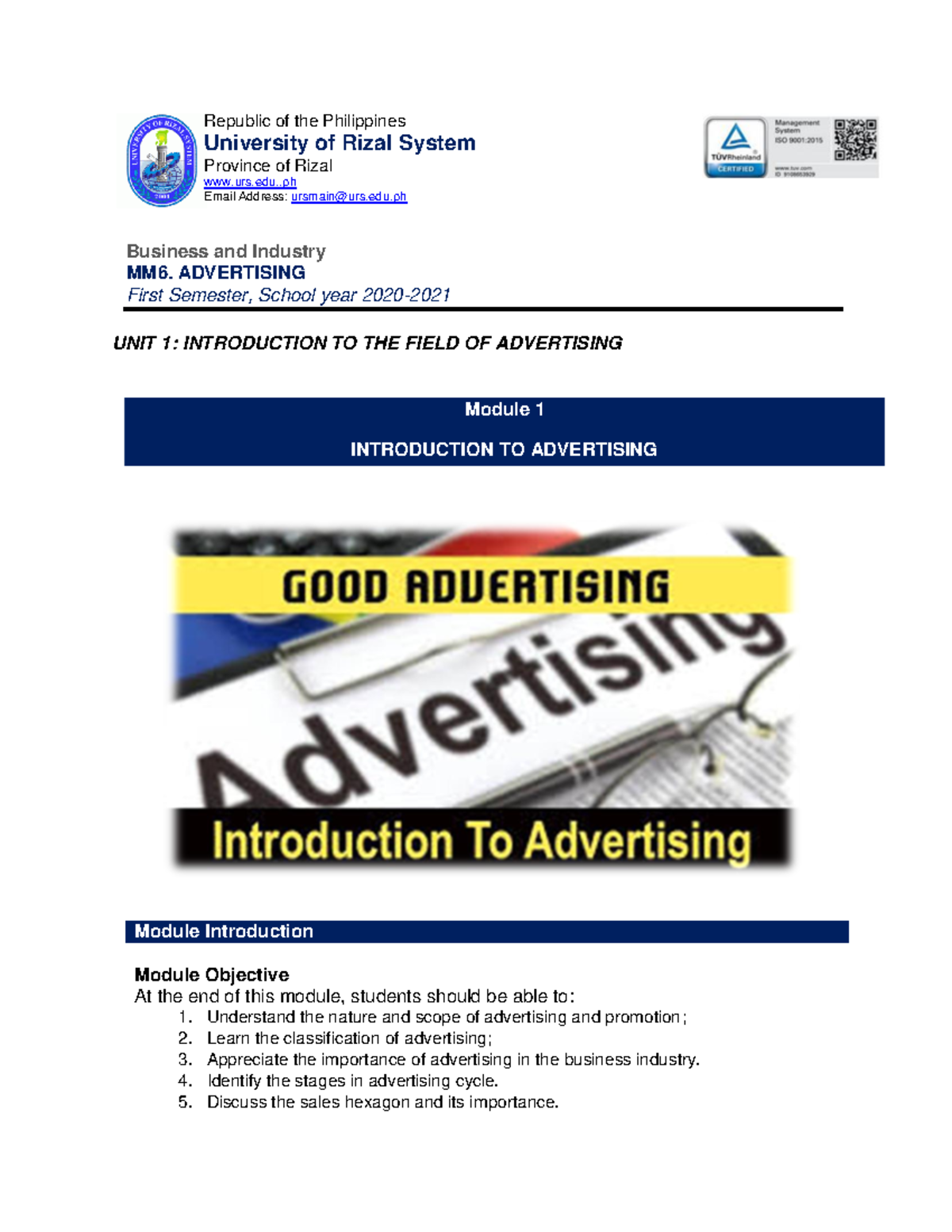 MM6. Introduction to Advertising: Scope, Objectives, and Techniques ...