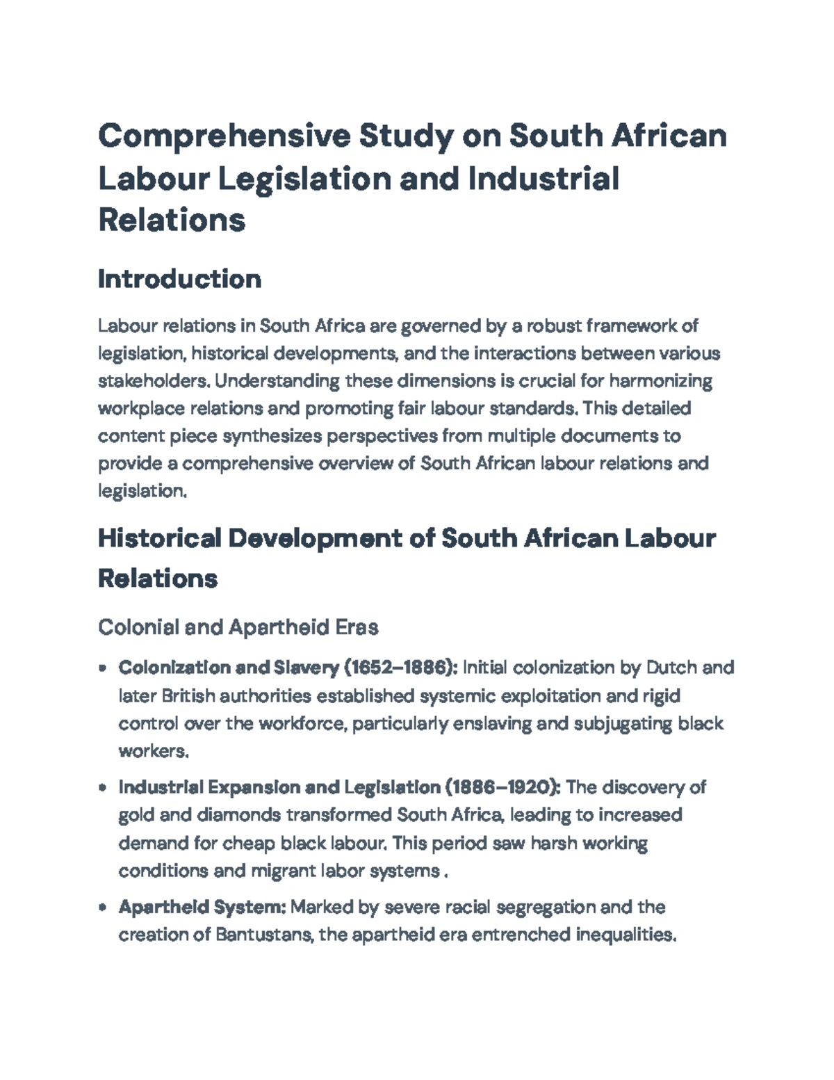 Comprehensive Overview of Labour Relations and South African Law ...