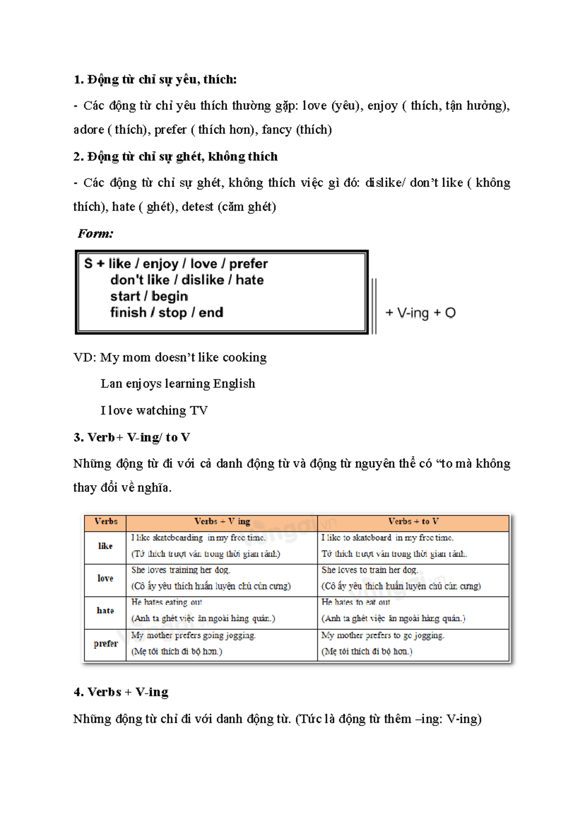 Liking & Disliking Verbs in English - ENG101 Notes - Studocu