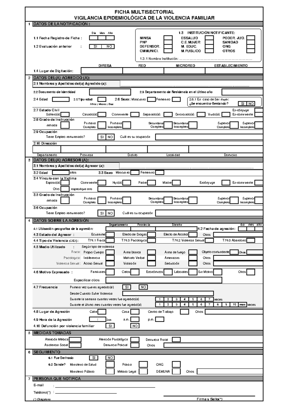Ficha Multisectorial VIF: Vigilancia Epidemiológica de la Violencia Familiar - Document Preview