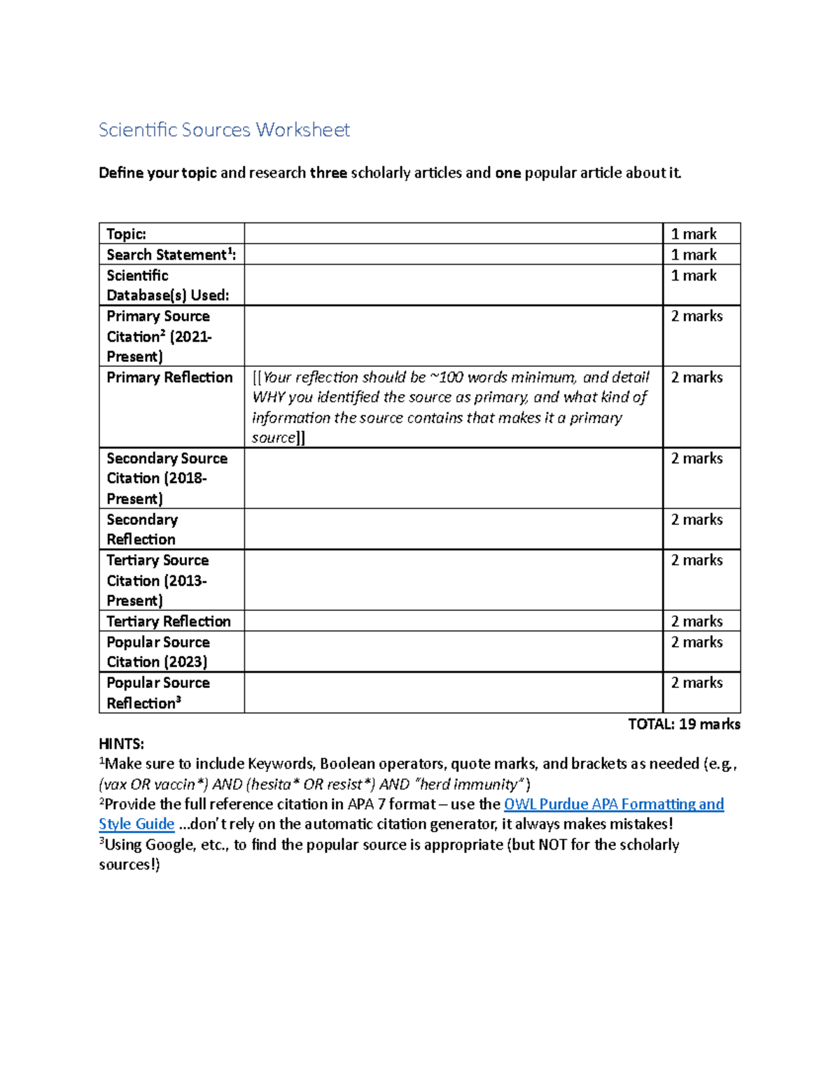 Scientific Sources Worksheet 2025 - ScienƟfic Sources Worksheet Define ...