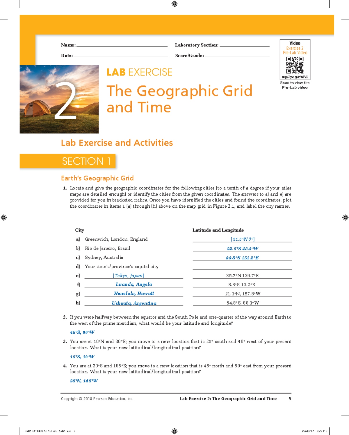 Lab Exercise 2: Exploring the Geographic Grid and Time Concepts - Studocu