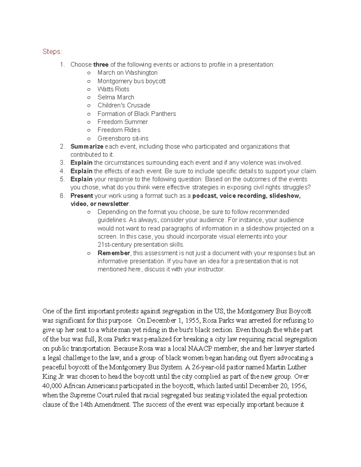 7.02 Civil Rights Movement Events: Profiles and Analysis - Studocu