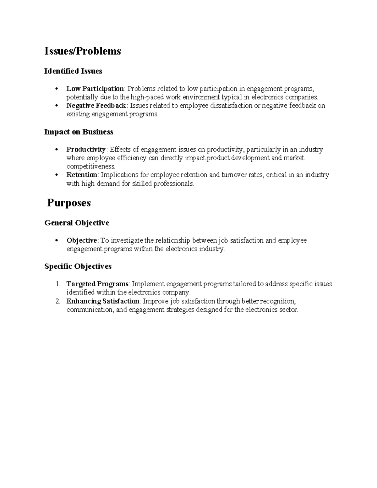 Obj - helpful - Issues/Problems Identified Issues Low Participation ...