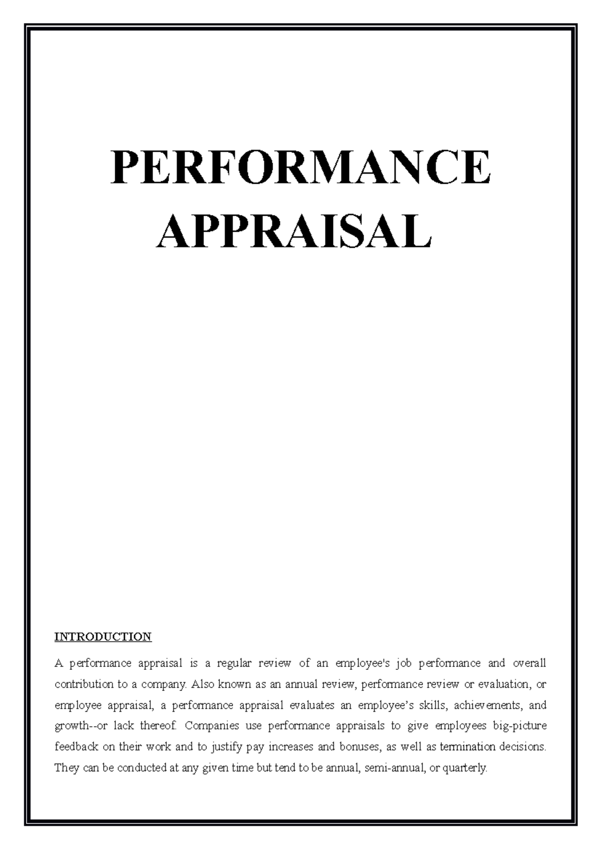 Nursing Performance Appraisal: Key Concepts, Methods & Importance - Studocu