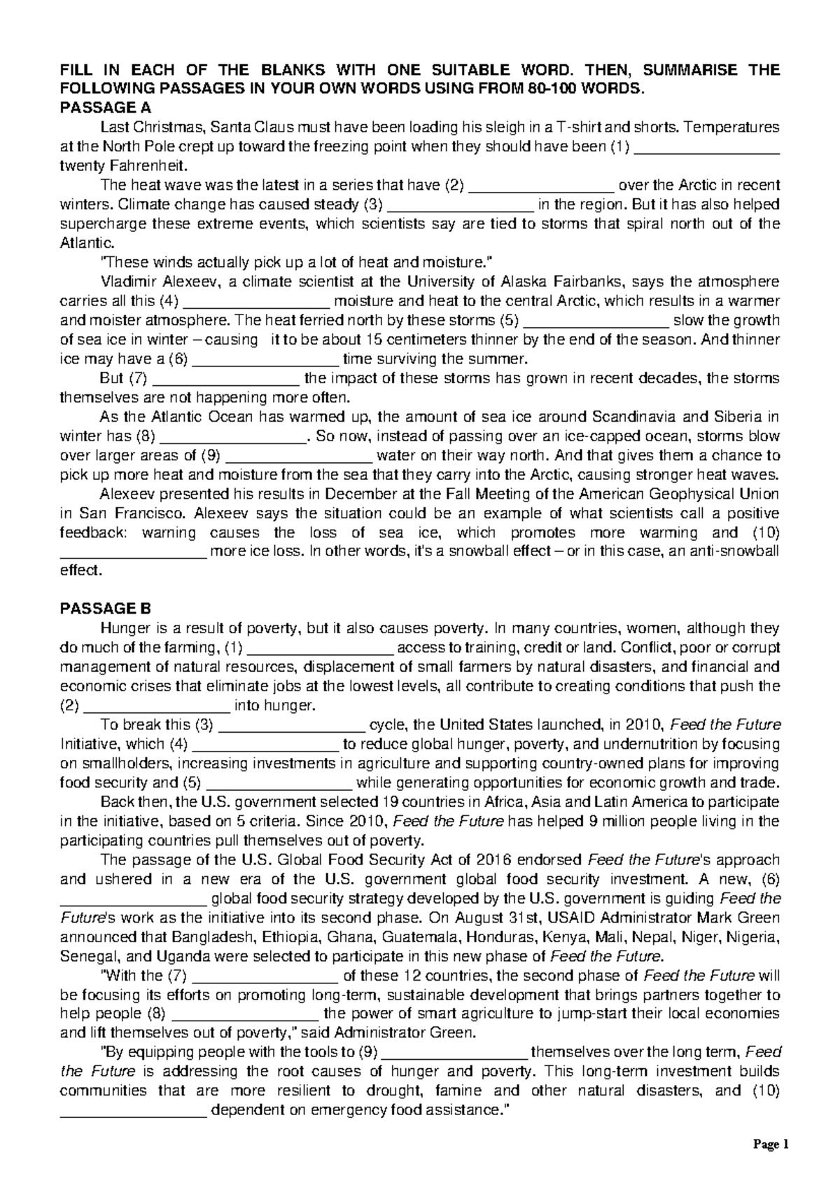 Cloze-Summary Handout for 2025: Understanding Key Concepts - Studocu