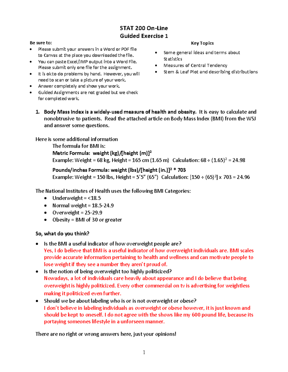 STAT200 2023 GE1 - Final Guided Exercise on Statistics Concepts - Studocu