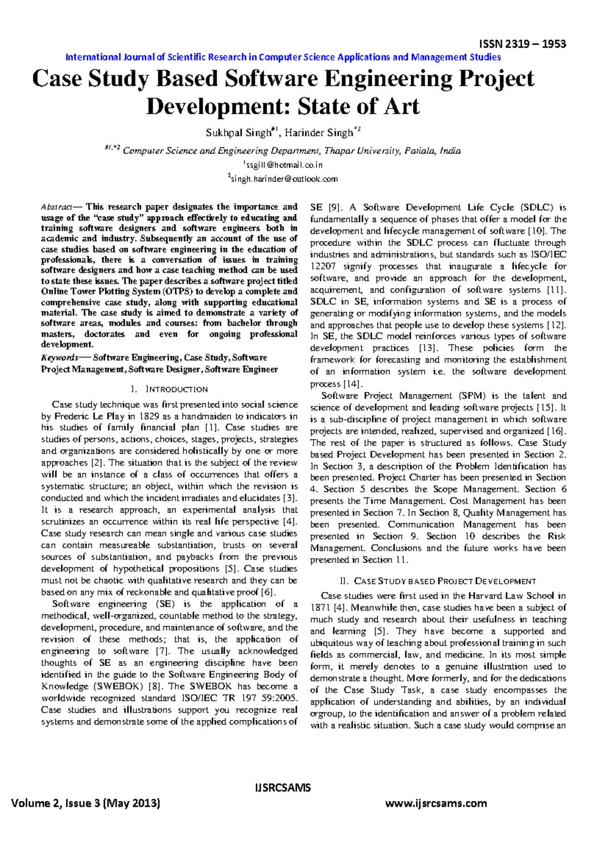 Case Study on Software Engineering Project Development: OTPS (CSE 101 ...
