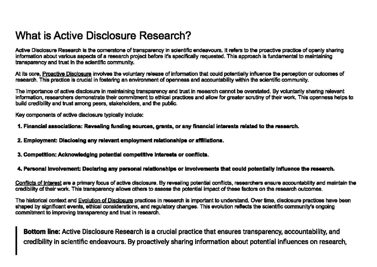 2.5 Disclosure - Nothing - What is Active Disclosure Research? Active ...