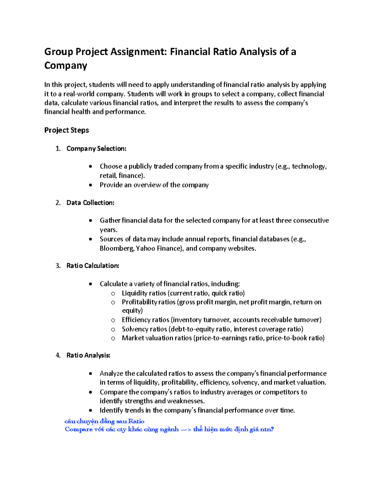 Group Project: Financial Ratio Analysis of a Company (FIN 301) - Studocu