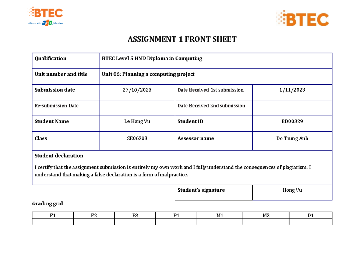 7407 SE06203 BD00329 Assignment 1: Project Planning & AI in Automotive ...