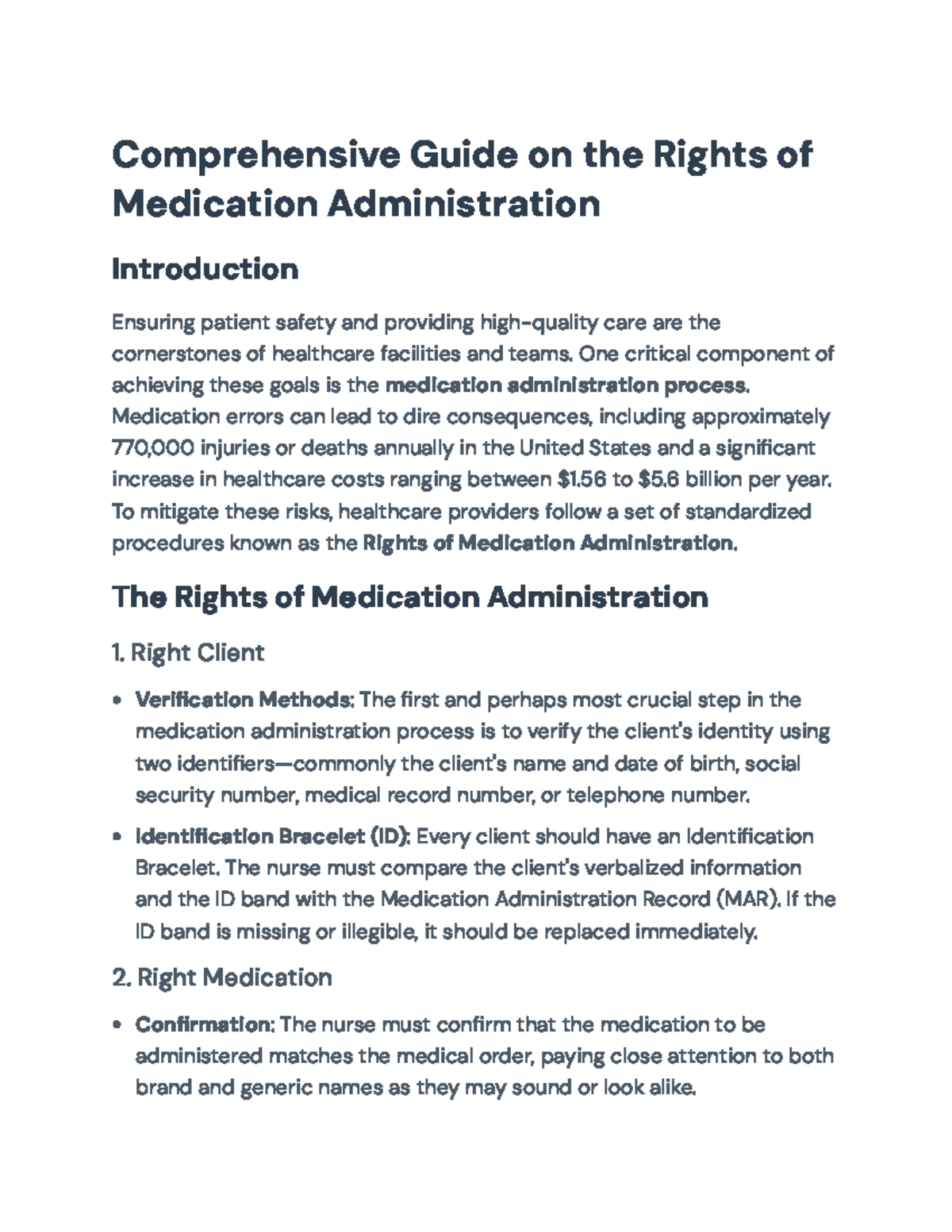 Comprehensive Guide on the Rights of Medication Administration ...