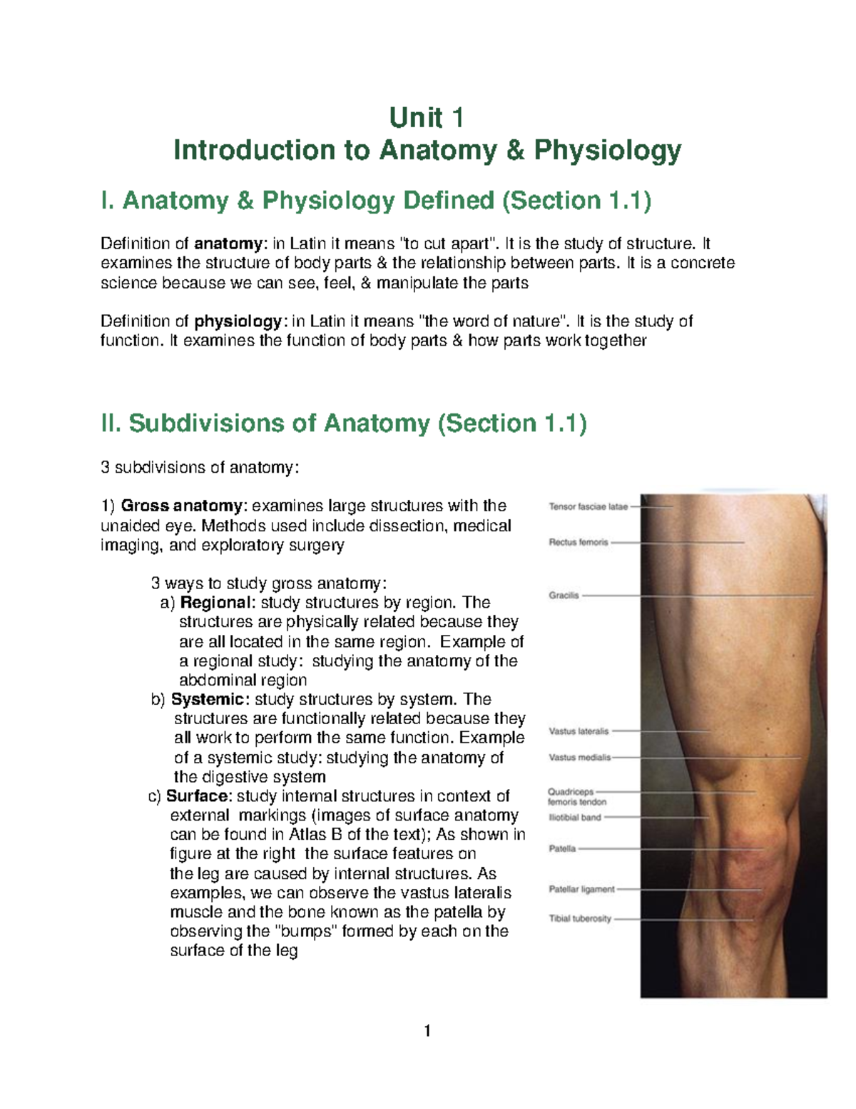 Unit 1 A&P Lecture Notes: Anatomy & Physiology Defined - Studocu