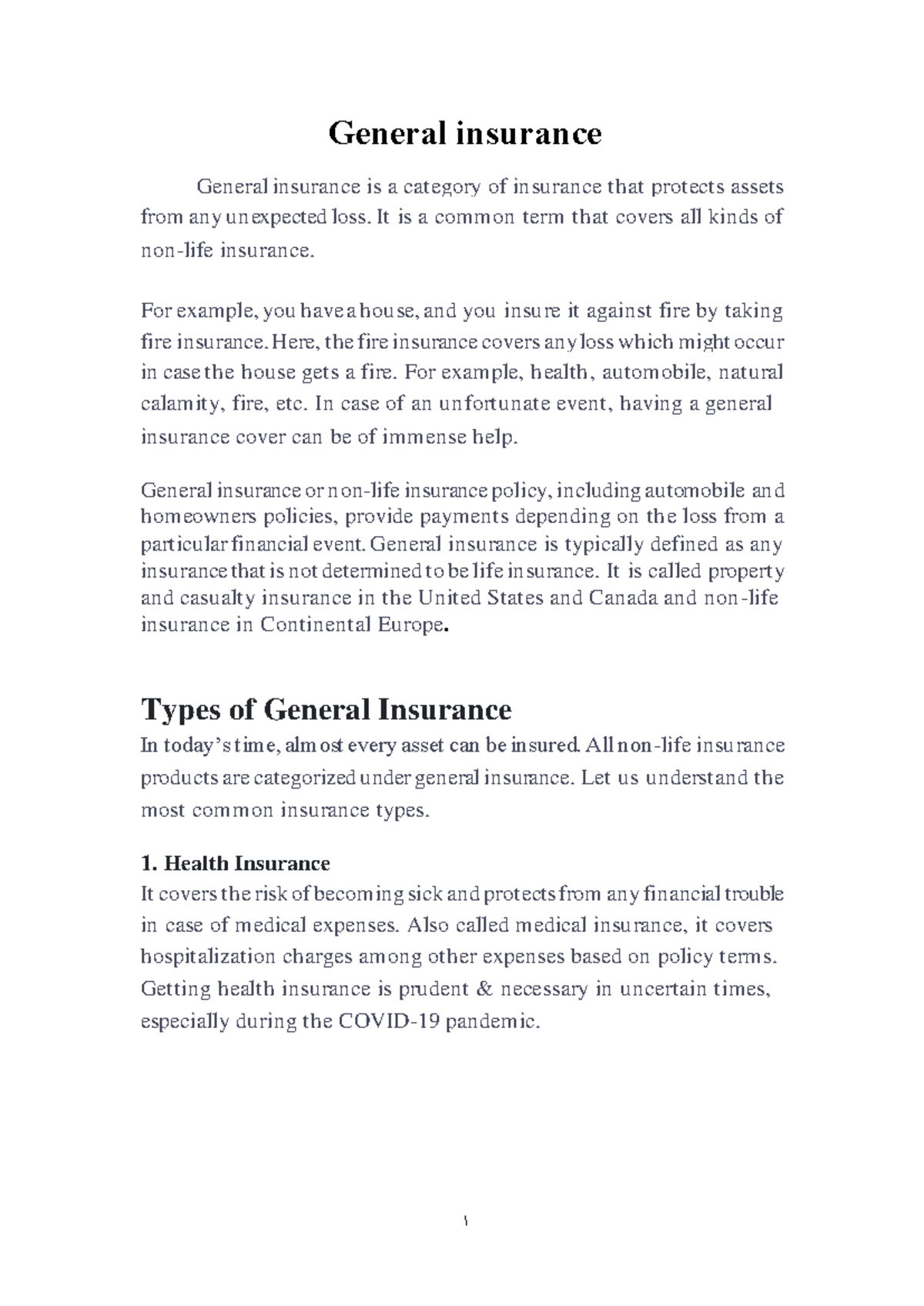 Lec 12 - Overview of General Insurance Types and Benefits - Studocu