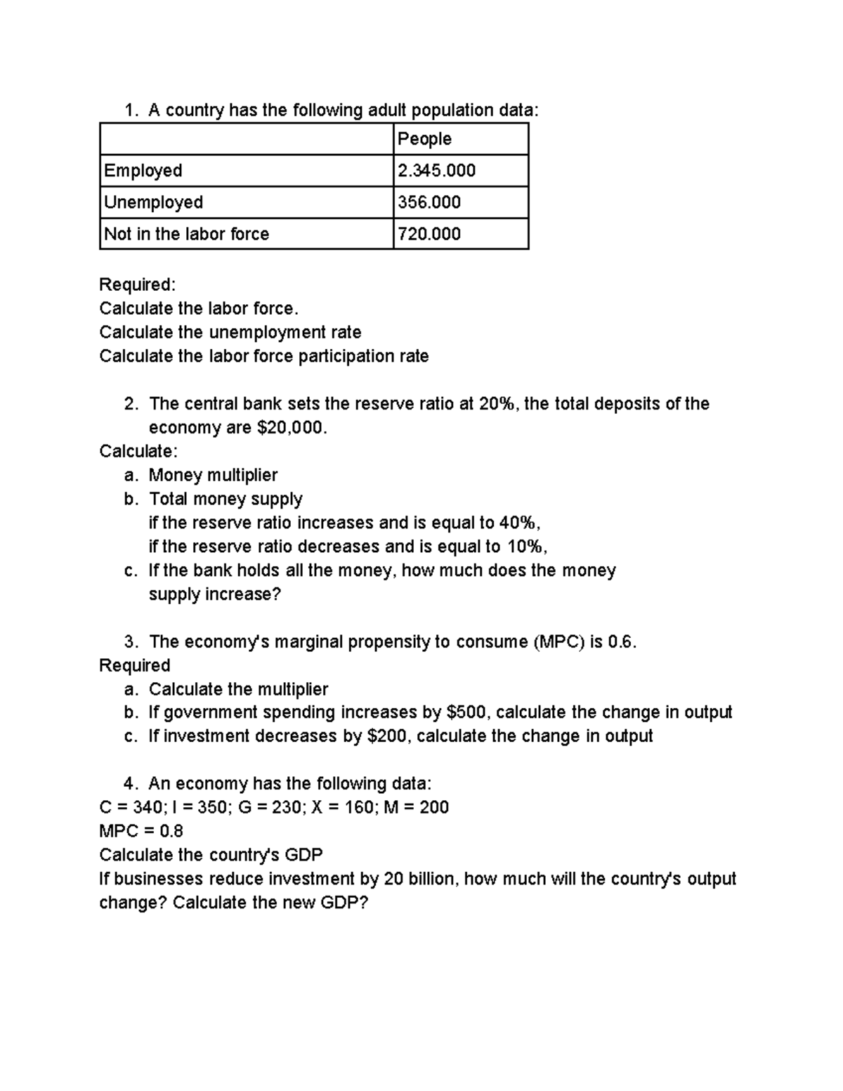 Final Exam MCQs Review - Economics 1213 - Studocu