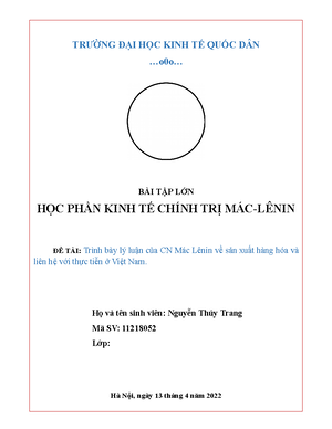 [Solved] trnh by tin ca s ra i trit hc McLnin - Kinh tế chính trị Mác ...