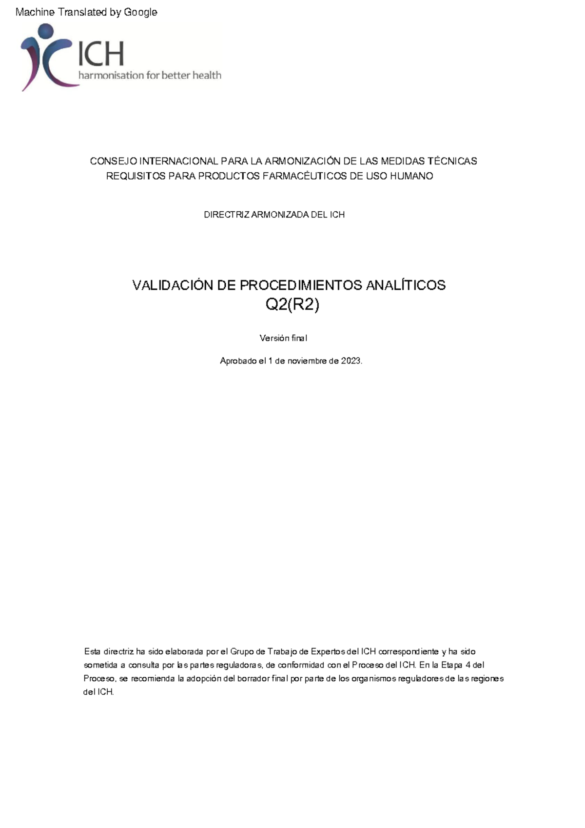 Guía ICH Q2(R2) 2023: Validación de Procedimientos Analíticos - Studocu
