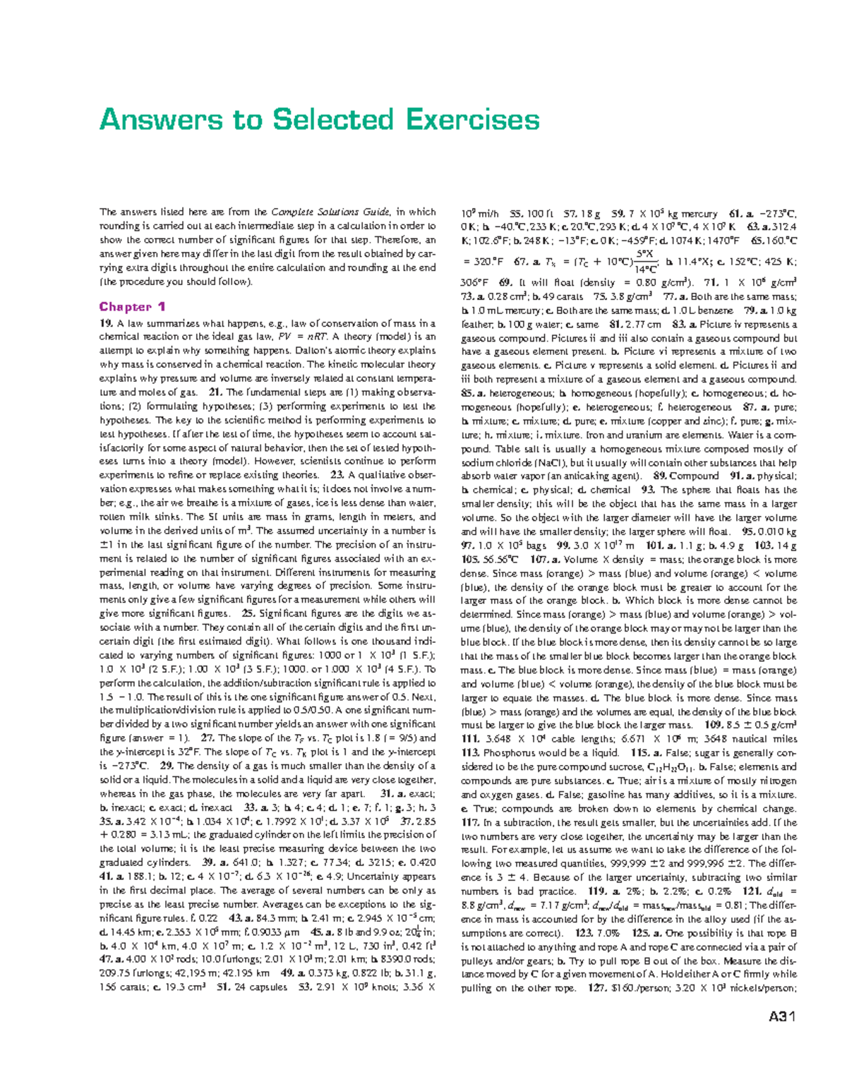 Zumdahl 10e Solutions to Selected Exercises (Chapters 1-2) - Studocu